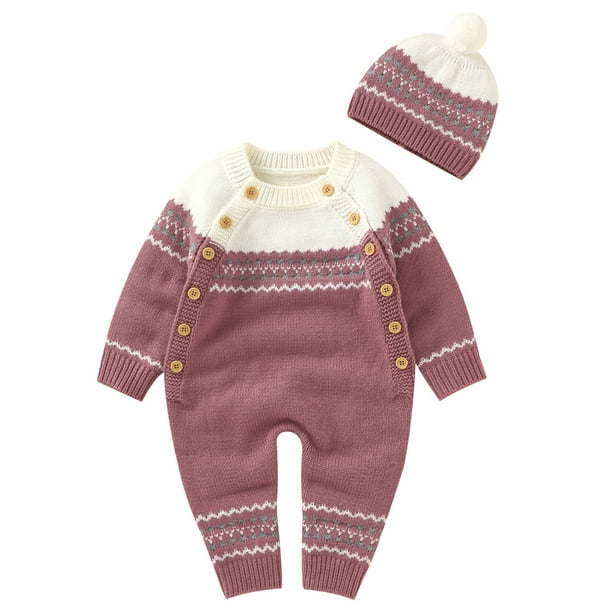 Newborn Baby Girl Boy Knitted Sweater Rabbit Romper Jumpsuit Outfits 0-18 Months